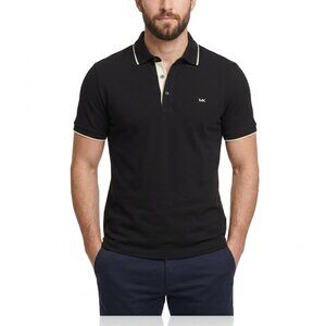 Michael Kors Polo Shirt Mens L Black Short Sleeve Cotton Classic Logo